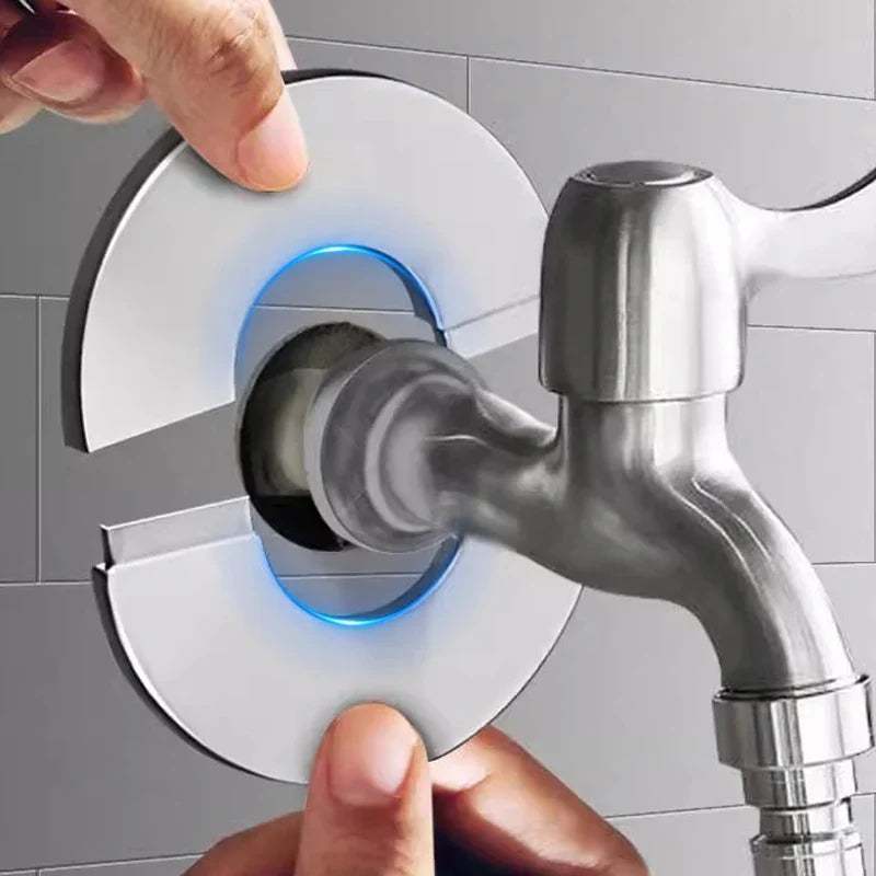 Stainless Steel Self-Adhesive Faucet Cover for Bathroom Pipes
