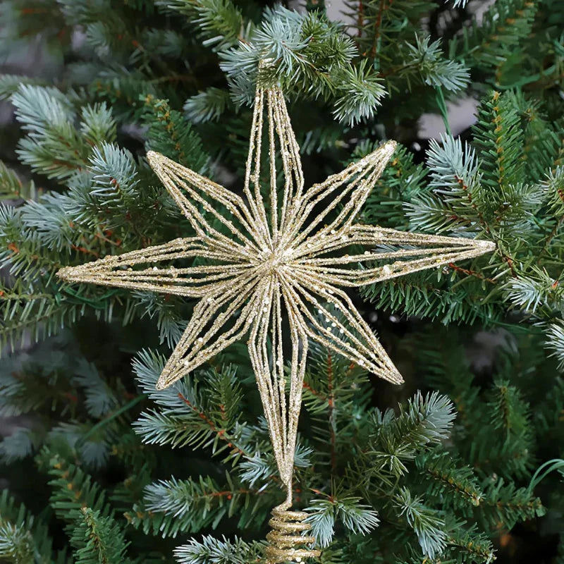 Star Christmas Tree Topper with Integrated Lights and Spiral Base