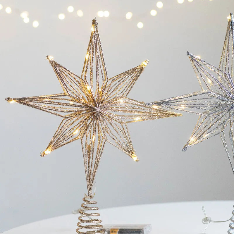 Star Christmas Tree Topper with Integrated Lights and Spiral Base