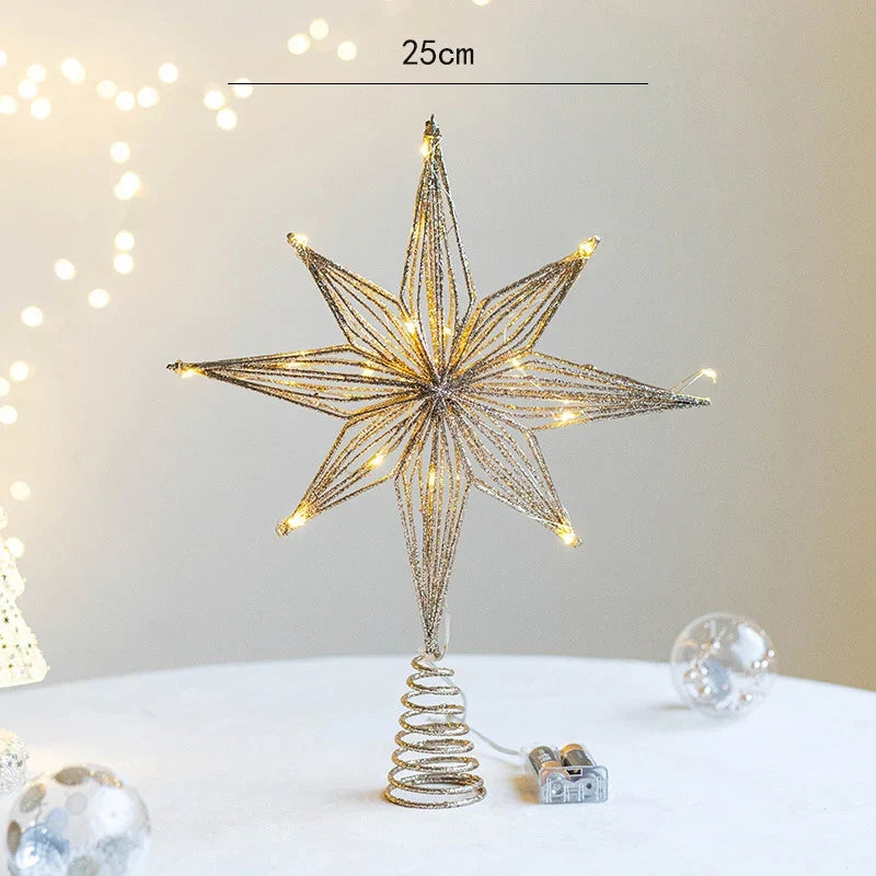 Star Christmas Tree Topper with Integrated Lights and Spiral Base