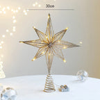 Star Christmas Tree Topper with Integrated Lights and Spiral Base