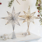 Star Christmas Tree Topper with Integrated Lights and Spiral Base