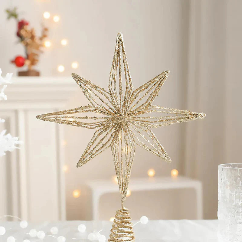 Star Christmas Tree Topper with Integrated Lights and Spiral Base