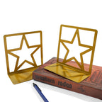 Star or Crown Decorative Metal Bookends for Bookshelves and Desks