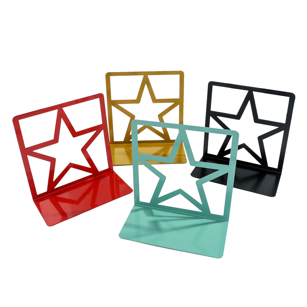 Star or Crown Decorative Metal Bookends for Bookshelves and Desks