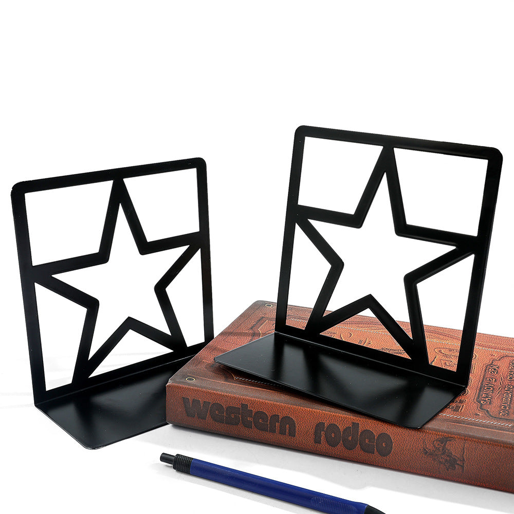 Star or Crown Decorative Metal Bookends for Bookshelves and Desks
