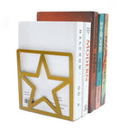 Star or Crown Decorative Metal Bookends for Bookshelves and Desks