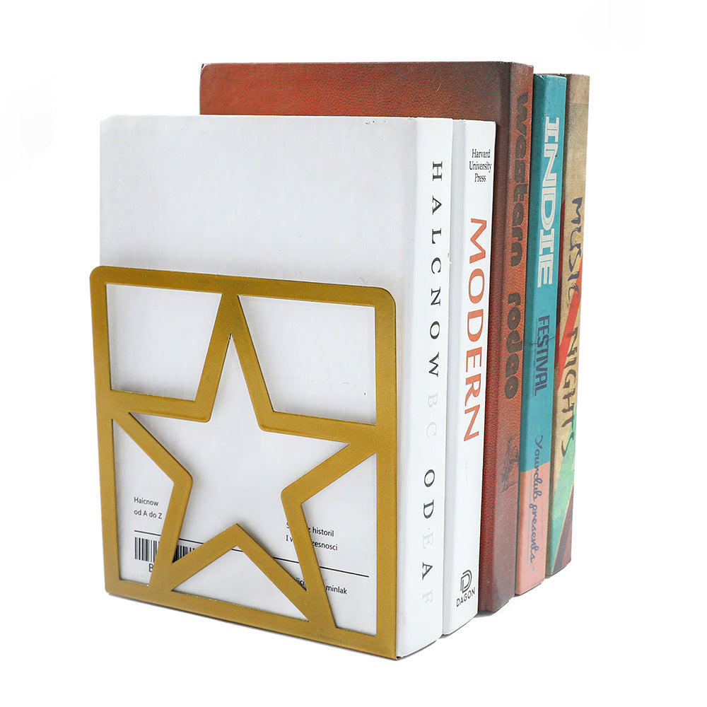 Star or Crown Decorative Metal Bookends for Bookshelves and Desks