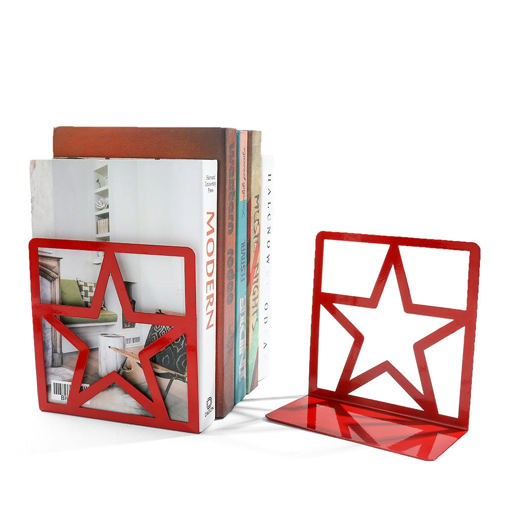 Star or Crown Decorative Metal Bookends for Bookshelves and Desks