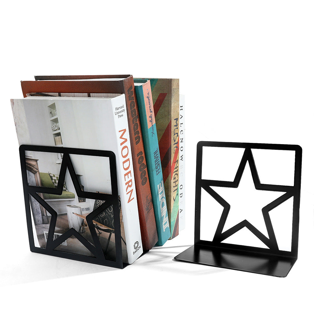 Star or Crown Decorative Metal Bookends for Bookshelves and Desks