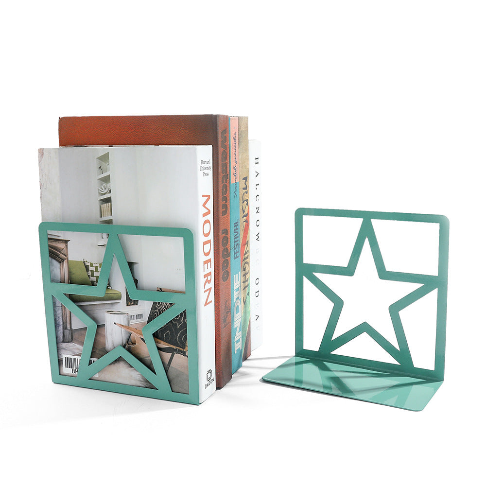 Star or Crown Decorative Metal Bookends for Bookshelves and Desks