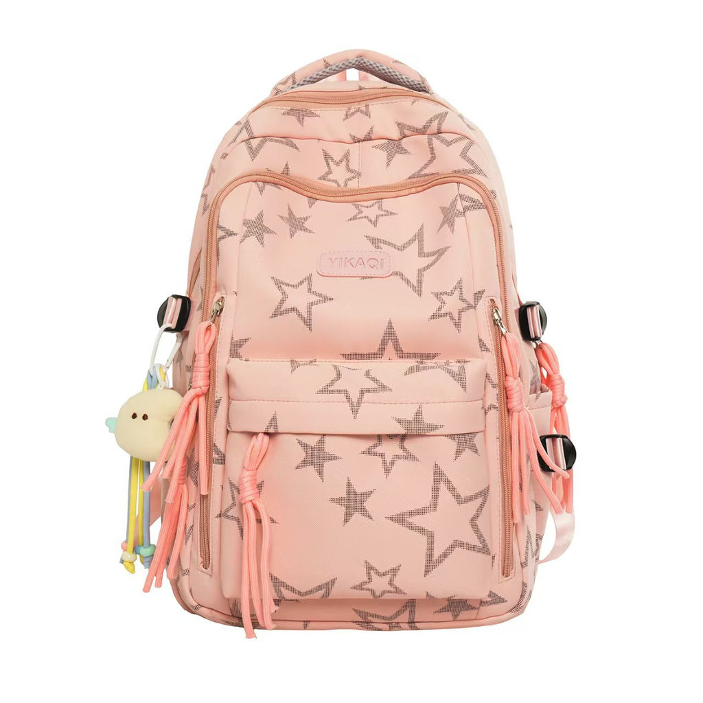 Star-Patterned Backpack with Adjustable Padded Straps