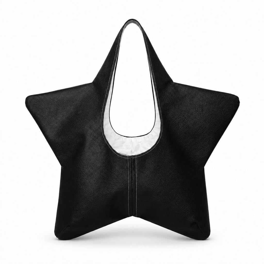 Star-Shaped Synthetic Leather Handbag with Comfortable Handles