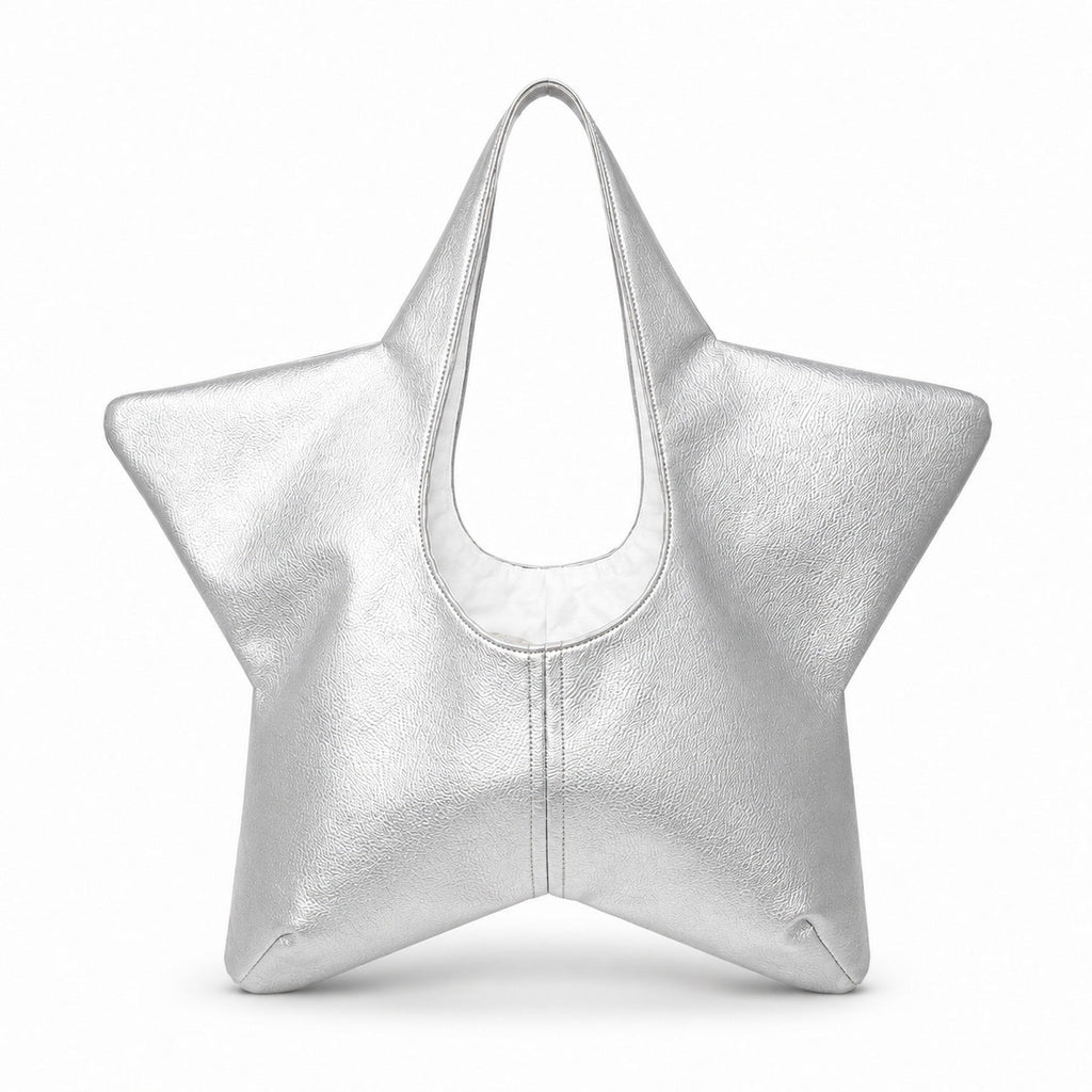 Star-Shaped Synthetic Leather Handbag with Comfortable Handles