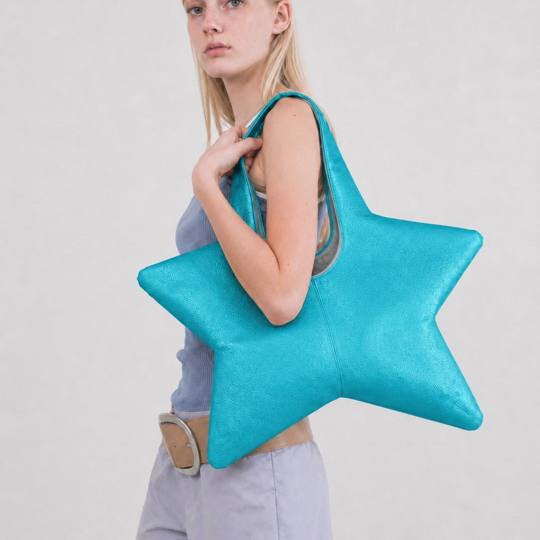 Star-Shaped Synthetic Leather Handbag with Comfortable Handles