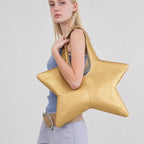 Star-Shaped Synthetic Leather Handbag with Comfortable Handles