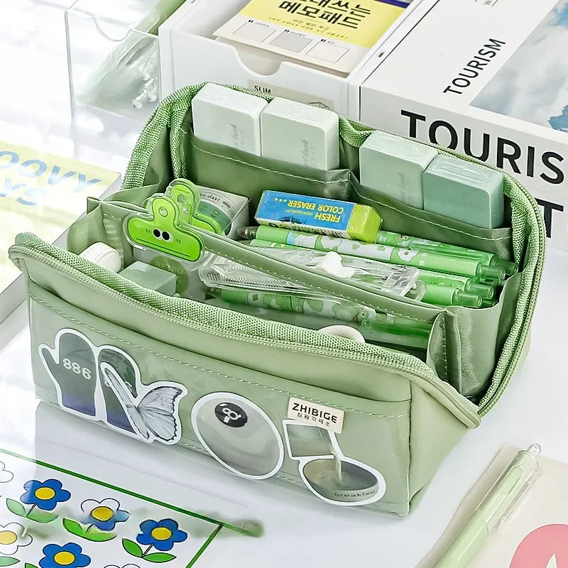 Transparent Pencil Case for School and Leisure - 10 Pockets, PVC Front, view 11