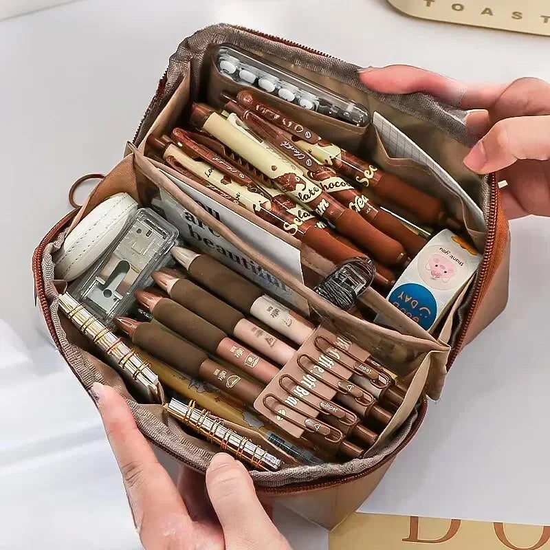 Transparent Pencil Case for School and Leisure - 10 Pockets, PVC Front, view 2