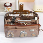 Transparent Pencil Case for School and Leisure - 10 Pockets, PVC Front, view 3