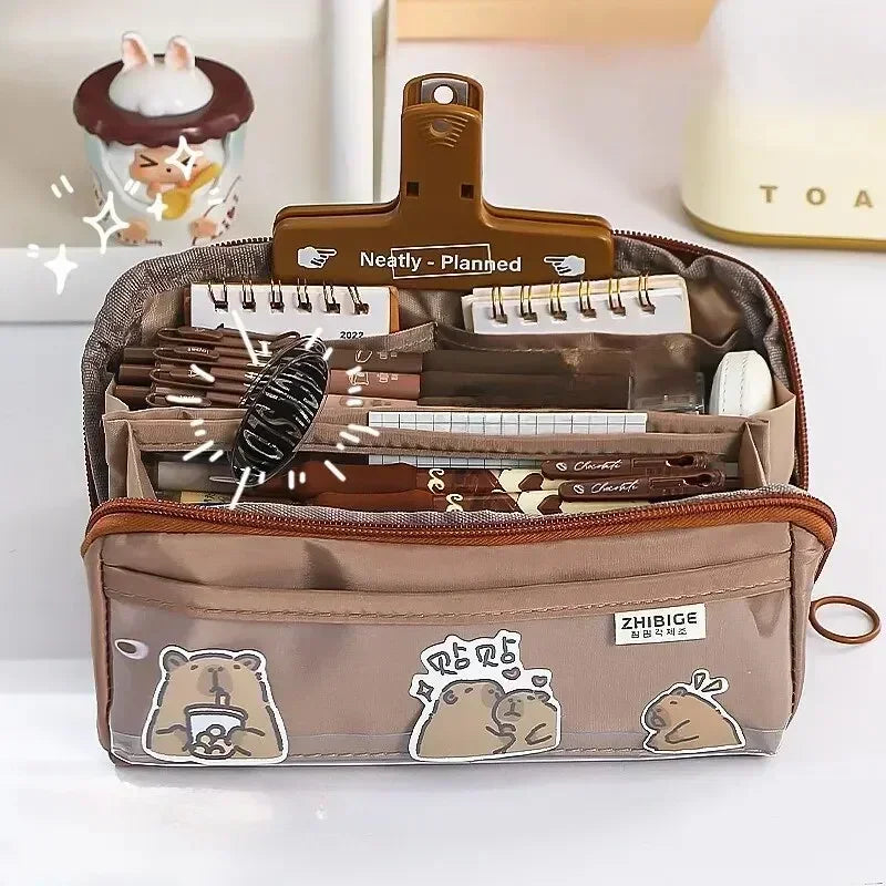 Transparent Pencil Case for School and Leisure - 10 Pockets, PVC Front, view 3
