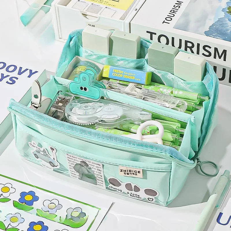Transparent Pencil Case for School and Leisure - 10 Pockets, PVC Front, view 7