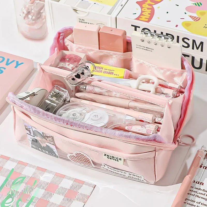 Transparent Pencil Case for School and Leisure - 10 Pockets, PVC Front, view 9
