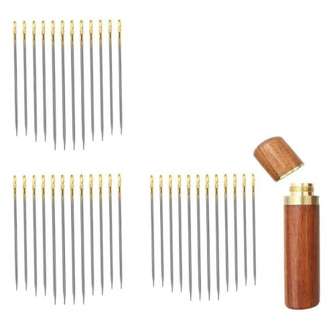 Stainless Steel Hand-Sewing Needles with Sandalwood Storage Case