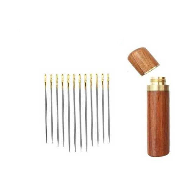 Stainless Steel Hand-Sewing Needles with Sandalwood Storage Case