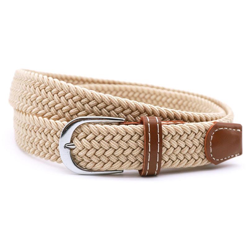 Stretch Braided Belt, 100cm, PU Leather and Alloy Buckle