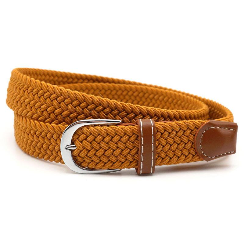 Stretch Braided Belt, 100cm, PU Leather and Alloy Buckle