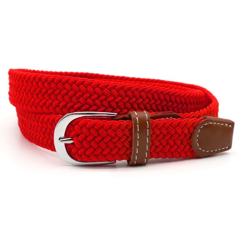 Stretch Braided Belt, 100cm, PU Leather and Alloy Buckle