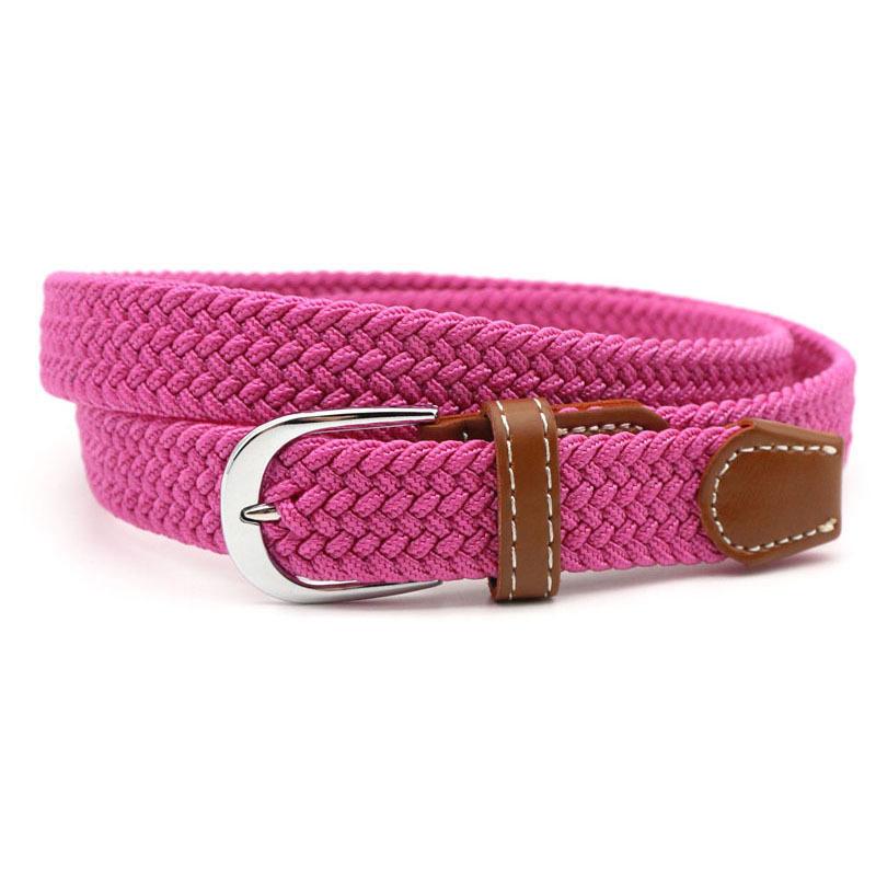 Stretch Braided Belt, 100cm, PU Leather and Alloy Buckle