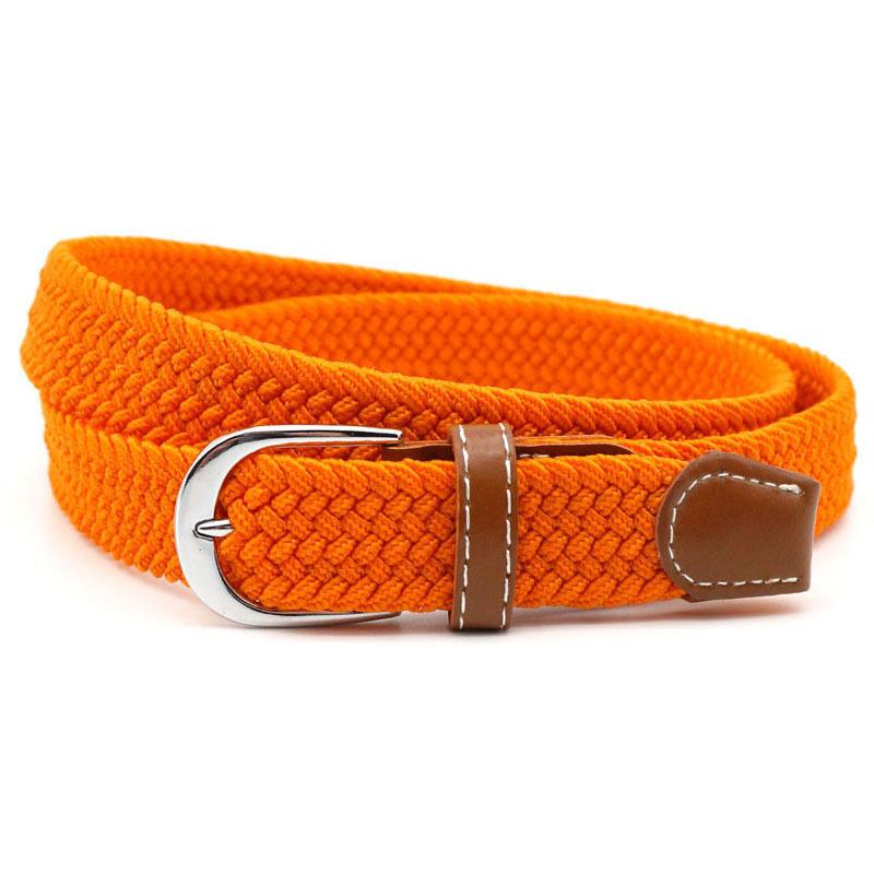 Stretch Braided Belt, 100cm, PU Leather and Alloy Buckle