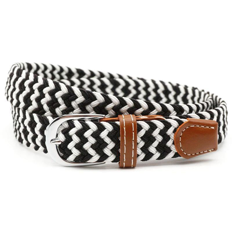 Stretch Braided Belt, 100cm, PU Leather and Alloy Buckle