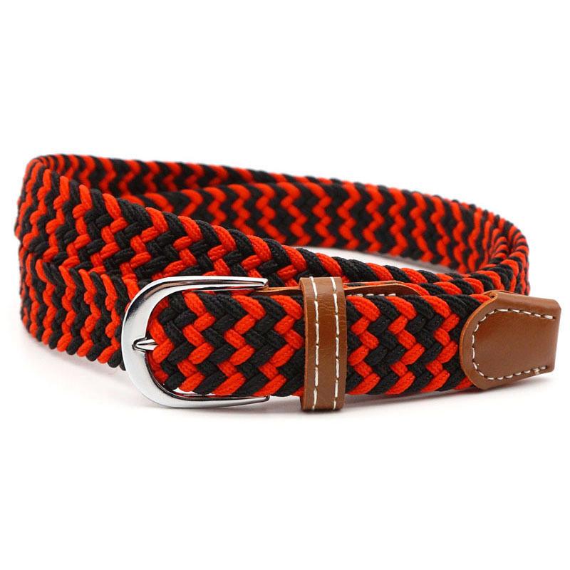 Stretch Braided Belt, 100cm, PU Leather and Alloy Buckle