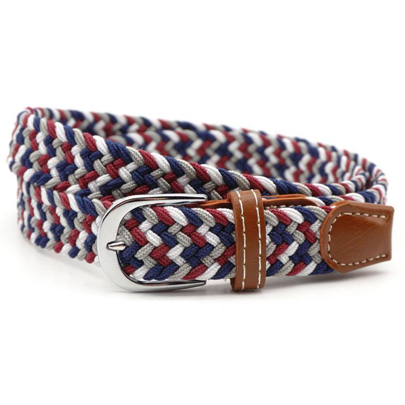 Stretch Braided Belt, 100cm, PU Leather and Alloy Buckle