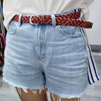 Stretch Braided Belt, 100cm, PU Leather and Alloy Buckle