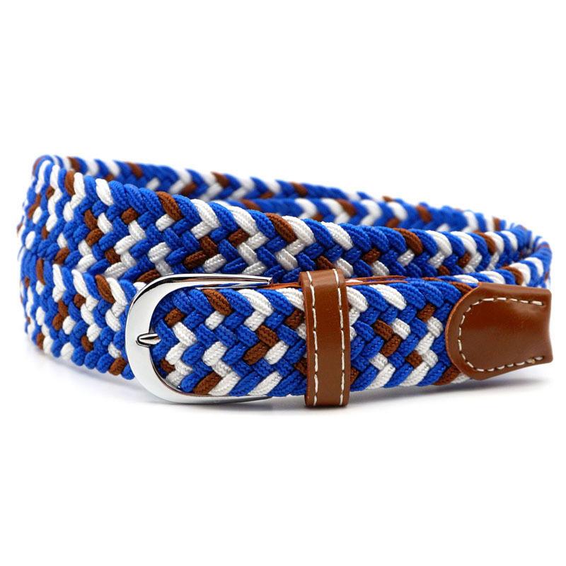 Stretch Braided Belt, 100cm, PU Leather and Alloy Buckle