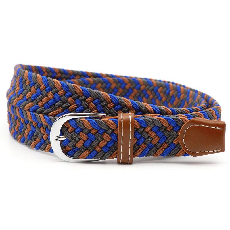 Stretch Braided Belt, 100cm, PU Leather and Alloy Buckle