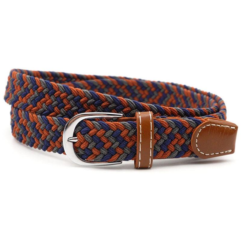 Stretch Braided Belt, 100cm, PU Leather and Alloy Buckle