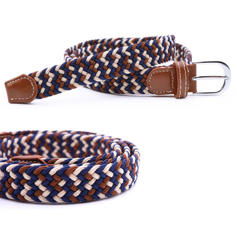 Stretch Braided Belt, 100cm, PU Leather and Alloy Buckle