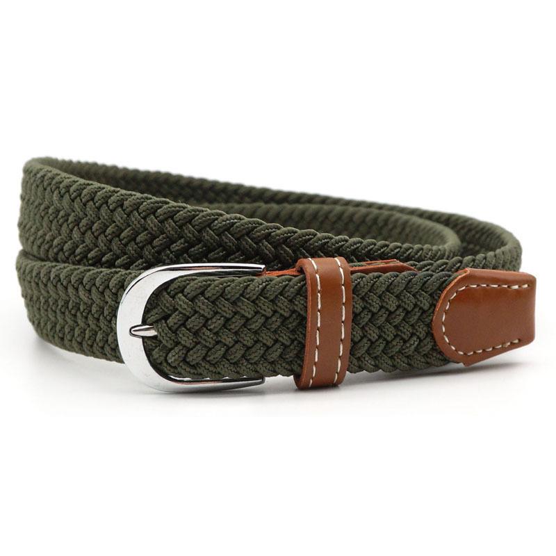 Stretch Braided Belt, 100cm, PU Leather and Alloy Buckle