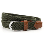 Stretch Braided Belt, 100cm, PU Leather and Alloy Buckle