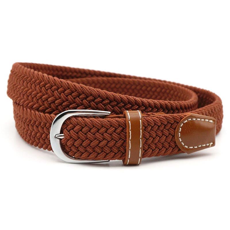 Stretch Braided Belt, 100cm, PU Leather and Alloy Buckle