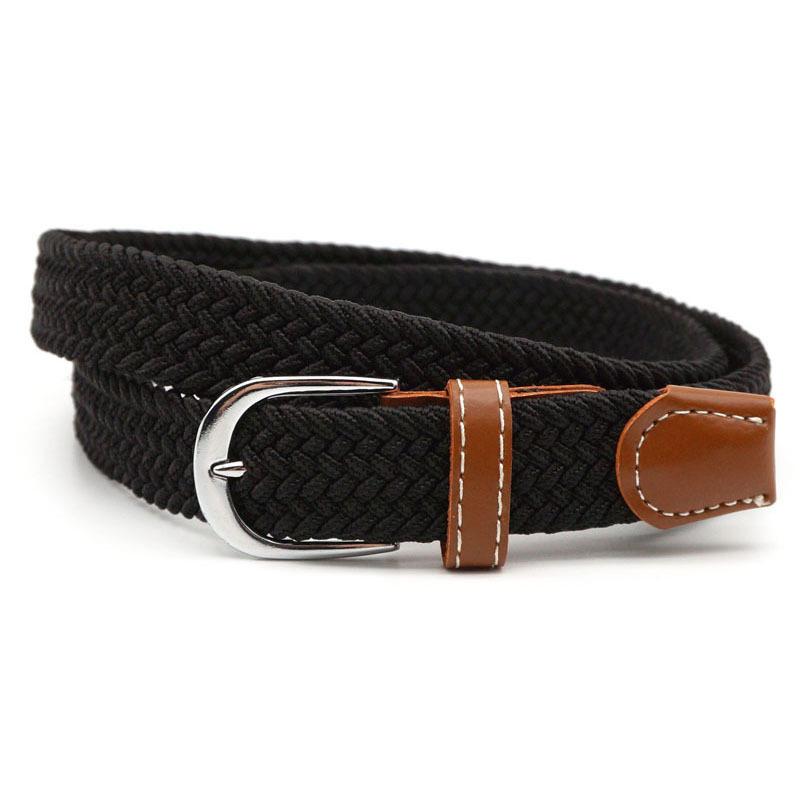 Stretch Braided Belt, 100cm, PU Leather and Alloy Buckle