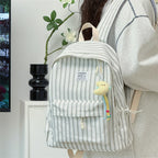 Striped Casual Backpack with Adjustable Padded Straps