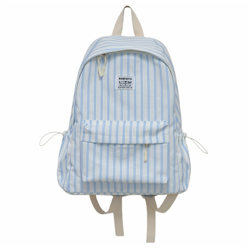 Striped Casual Backpack with Adjustable Padded Straps