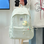 Striped Casual Backpack with Adjustable Padded Straps