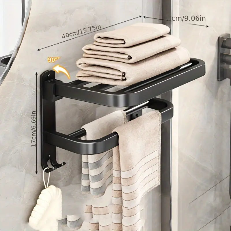Suction Cup Towel Holder with Folding 90° Arm for Bathrooms