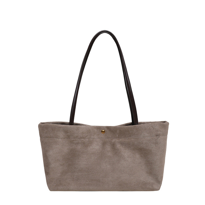 Suede Shoulder Tote Bag with Long Straps